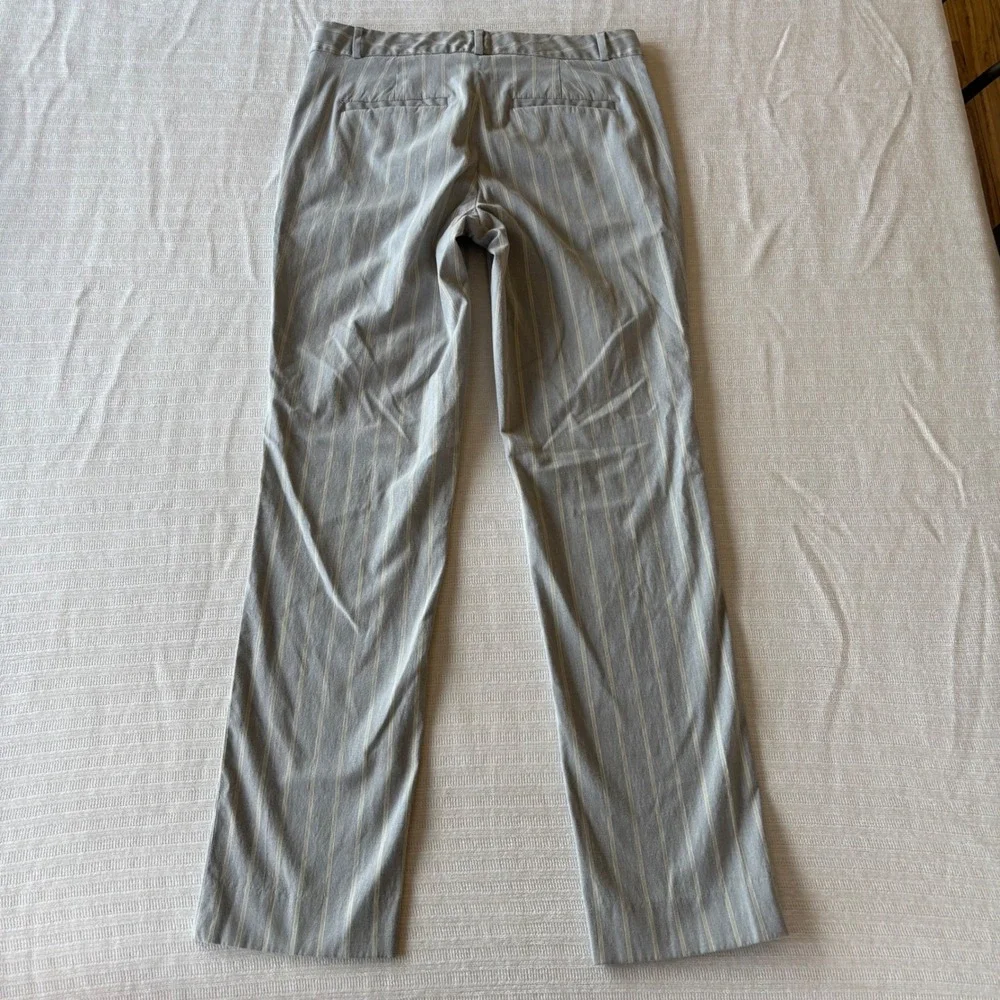 Banana‎ Republic Ryan Pinstripe Trousers Gray Yellow Linen Blend Straight Leg 4